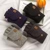 Solid Color Fingerless Gloves Thick Half-finger Gloves Warm Knitted Gloves  Winter