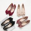 Fashion Large Size Spring Bow Flats Shoes Woman Butterfly-Knot Ballets  Office Shoes Pointed Toe Shallow Slip On Foldable Ballerina