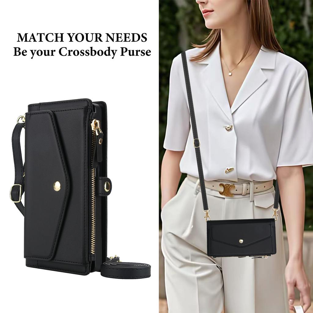 Для Samsung Galaxy S25 Ultra Чехол-кошелек Магнитный съемный Чехол для телефона из ПУ кожи с 2 ремешками