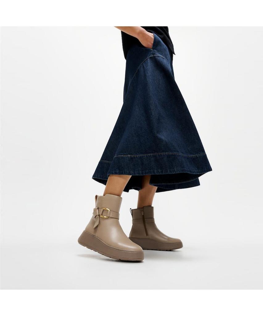 Fitflop [F-Mode] Women'S Squared Leather Platform Ankle Boots - Taupe (Ft59K2B023)