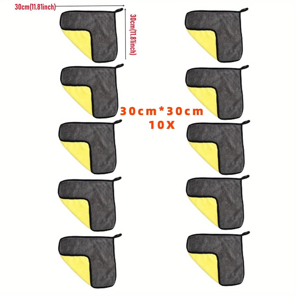 10 шт. Микрофибровое полотенце для очистки, сушки, сушки, ухода за автомобилем, детализации, мойки автомобиля, принадлежности для полотенец, двухслойная салфетка для очистки оконного стекла