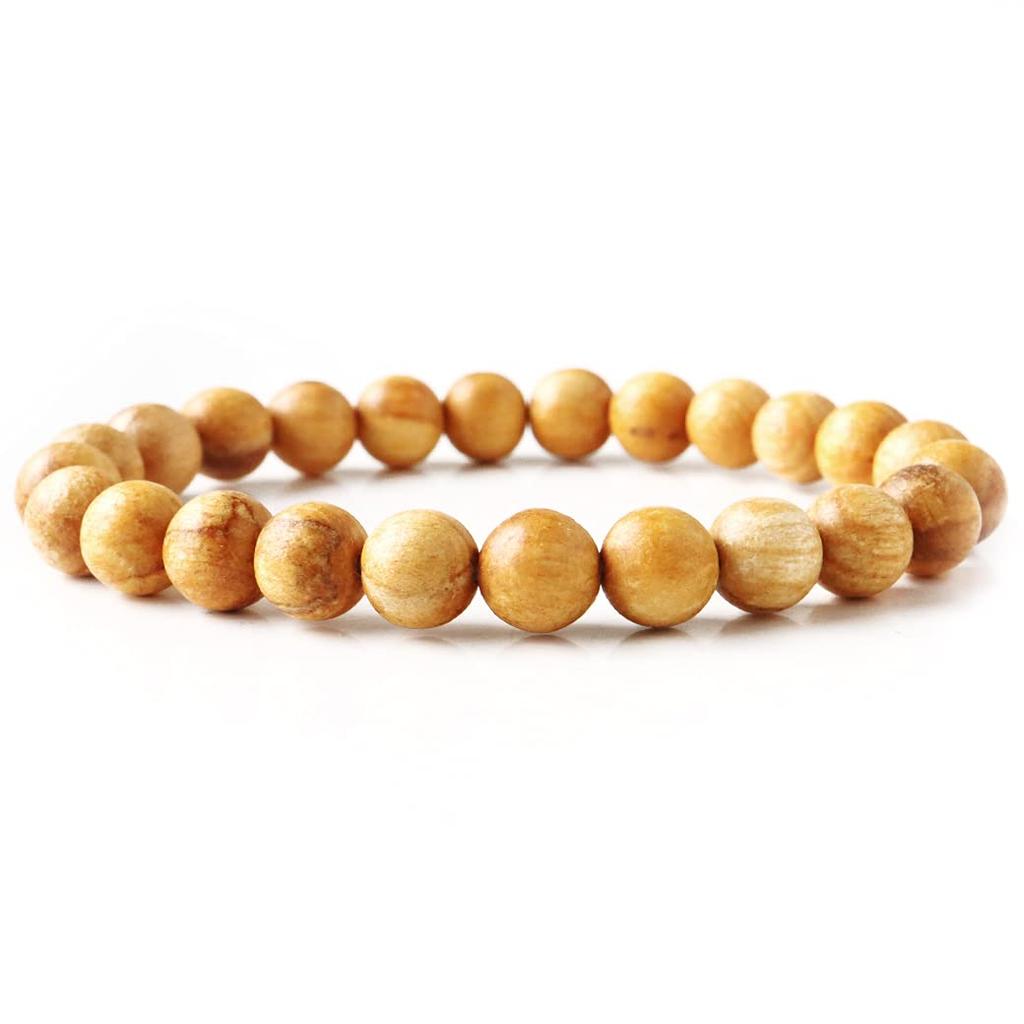 [GOLD STONE] Palo Santo Bracelet, 8mm, Peruvian Holywood, Wooden Prayer Beads, Fragrant Wood, Inner Diameter: Approx. 17.5cm