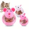1Pc Interactive Cat Tumbler Toy with Treat Dispenser-Cartoon Mouse Design,Durable Plastic,Engaging Puzzle Feeder for Cats