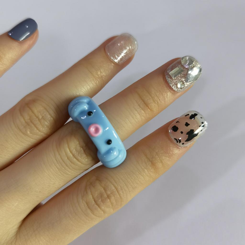 Милое и крутое трендовое кольцо из смолы с лягушкой, простое трехмерное цветное украшение, ювелирное изделие