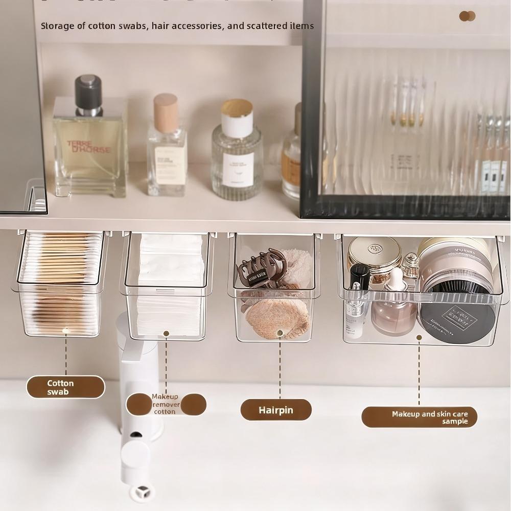 Прозрачный мультяшный органайзер для ящиков для хранения макияжа, выдвижной косметический кейс, полка для ванной комнаты, аксессуар для шкафчика