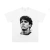 Summer Men's100% PureCotton Football Character Portrait Printed T-shirt Personalized Street Loose Round Neck Short Sleeved Shirt