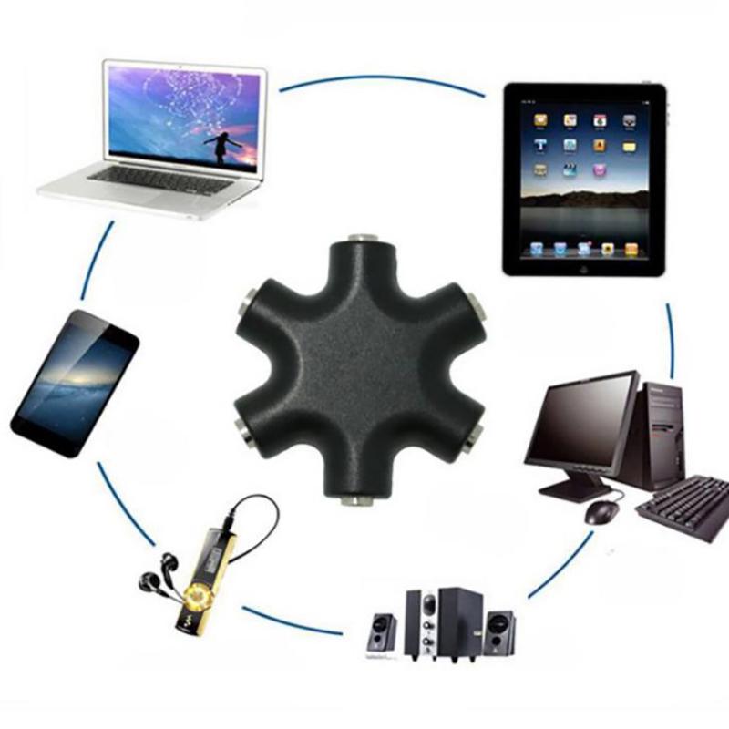 6*3,5 мм многопортовый концентратор Aux разъем для наушников сплиттер аудиокабель конвертер