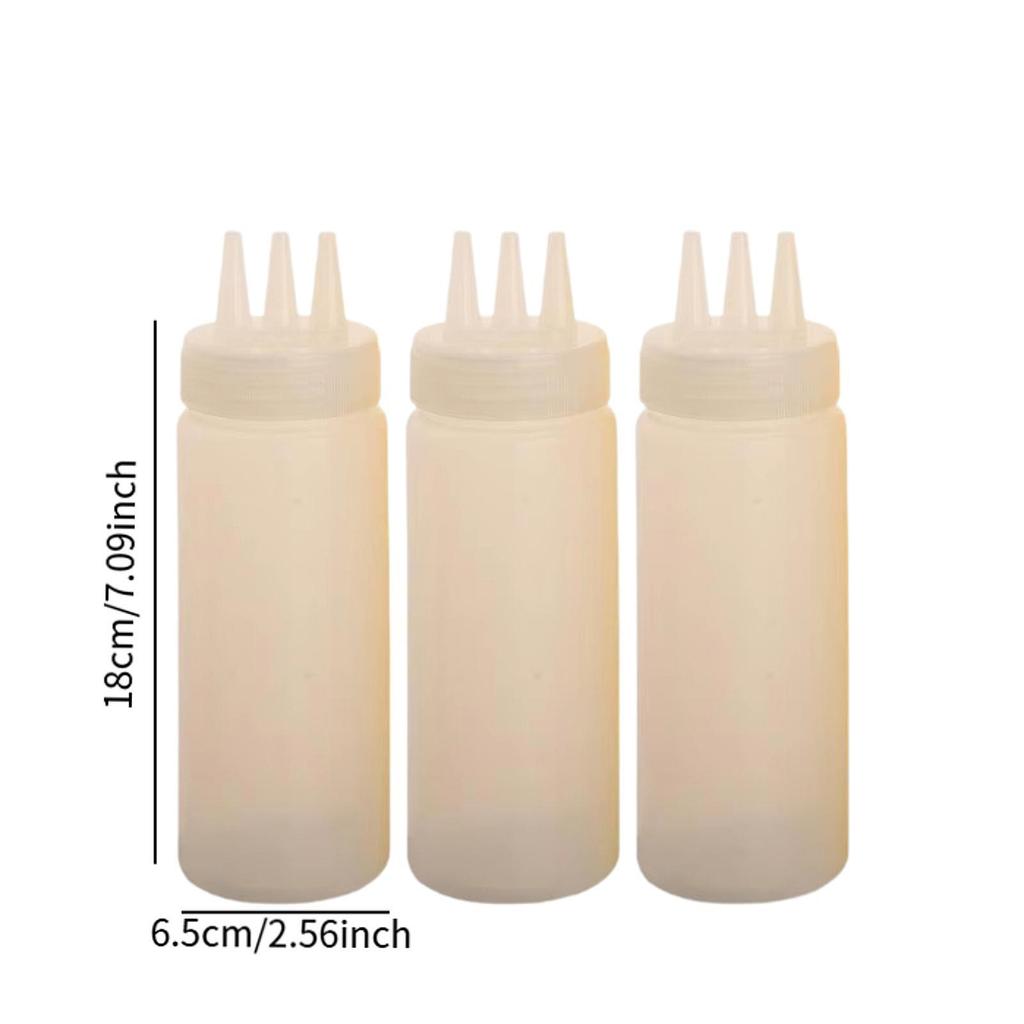 3x Sauce Bottles Squeeze Leakproof Container with Small Pointed Nozzle for Oil Restaurants Syrup Cookie Decorating Grilling