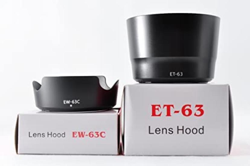 ATAK Canon Lens Hood Compatible with and 58mm Filters Set for Canon EOS Kiss and X7i Double Zoom Lens Kit EW-63C ET-63 (2 Filters) - Black, 4-Piece