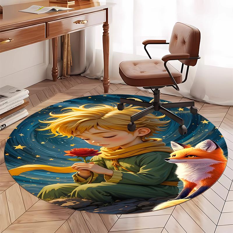 Custom Name The Little Prince Printed Round Rug Carpet Chair Rug Area Rug Entryway Doormats,for Office Chair Living Room Bedroom Kitchen Room.
