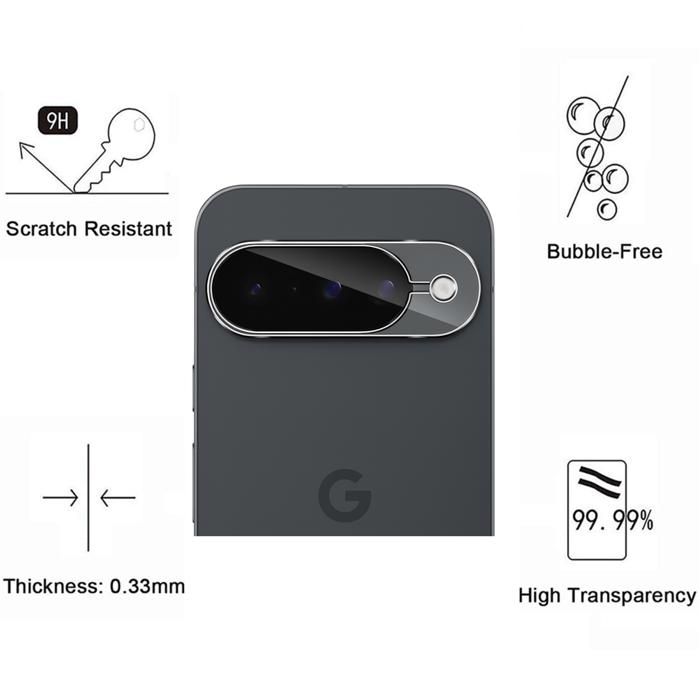 Camera Protection - PHONILLICO - Google Pixel 10 - Pack of 2 - Tempered Glass - Transparent
