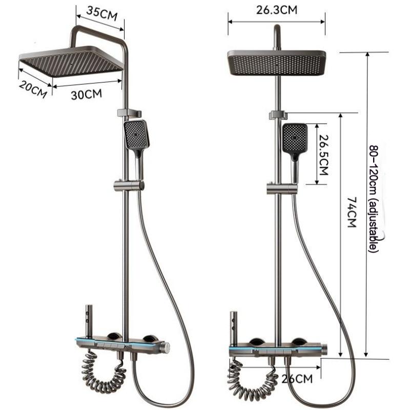 Душевой набор с подсветкой, Душевая система для ванной комнаты, отеля, квартиры, Современный цифровой дисплей температуры, Душевой смеситель