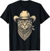 Vintage Tabby Cat Cowboy Hat Bandana Western T-Shirt - Retro Style Fashion