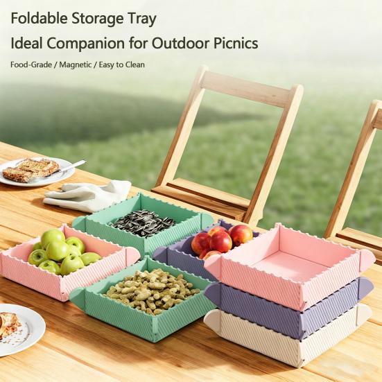Magnetic Silicone Trivet Heat-Resistant Folding Cutting Board Non-Slip Pot Mat BPA-Free