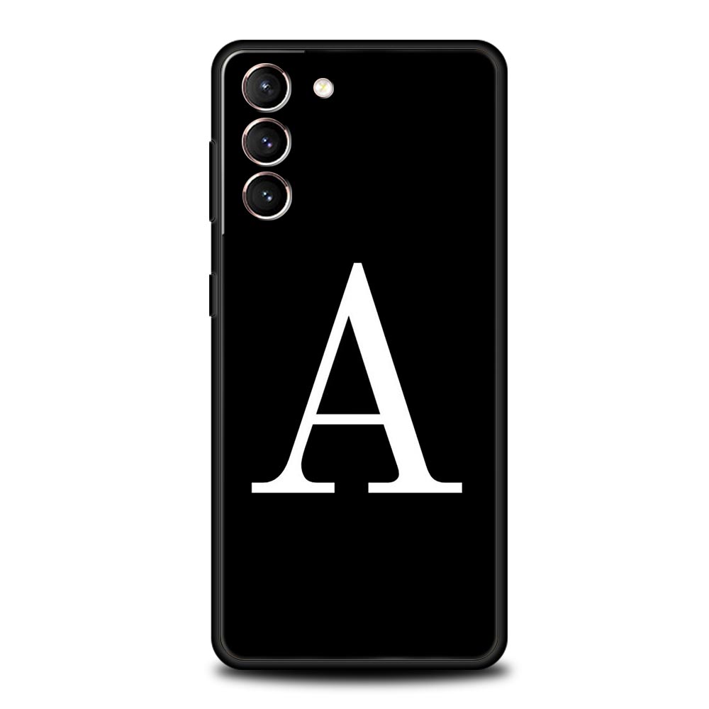 Чехол для телефона с инициалами от A до Z для Samsung Galaxy S26 Ultra S25 Plus S24 FE S23 S22 5G S21 S20 Черный Мягкий