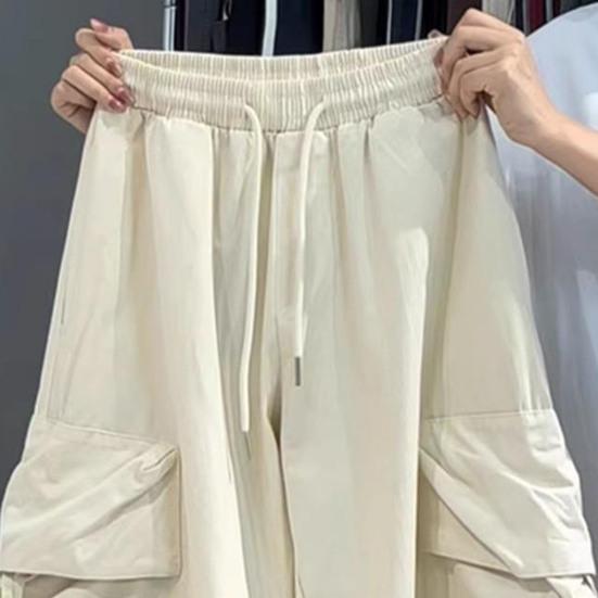 Брюки-карго в стиле хип-хоп, женские повседневные брюки с большими карманами, свободные широкие брюки с высокой талией, однотонные брюки, уличная одежда