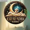 2D плоский, 1 шт. "EID AL ADHA MUBARAKu" Луна Барашек Узор Круглая Деревянная Табличка, Праздник Рамадан Ид Подвесное Украшение Табличка, Настенное Искусство Декор для Гостиной
