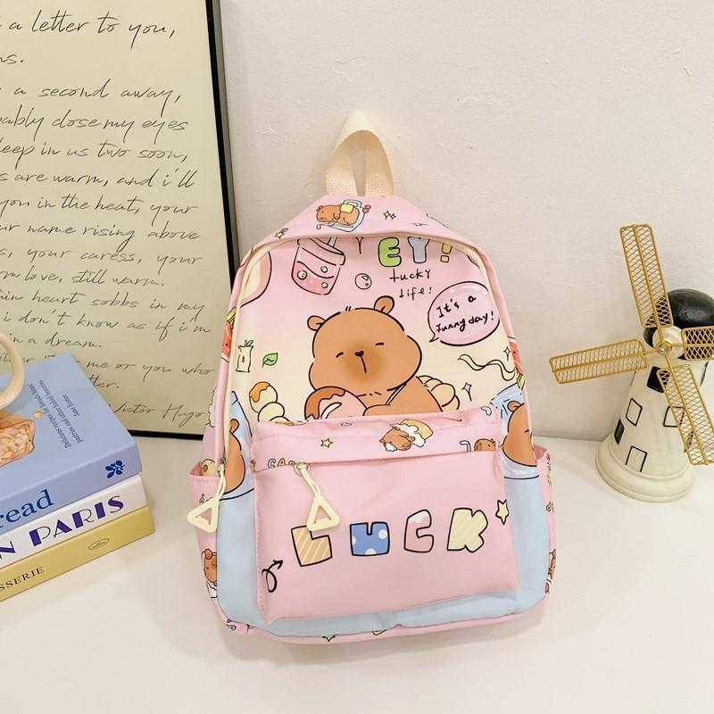 Print Lovely Animal Preschool Backpack For Children Soft Nylon Style Cute