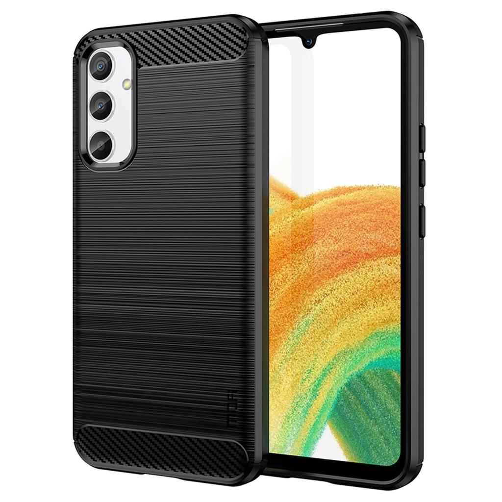 MOFI JK TPU Series-1 for Samsung Galaxy A34 5G Anti-fall Phone Case Carbon Fiber Brushed Protective TPU Phone Back Cover