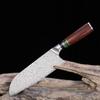 7.7 Inch Santoku Knife Damascus Steel Blade Rosewood Handle Sharp Chef Cleaver Utility Slicing Handmade Longquan Kitchen Knife