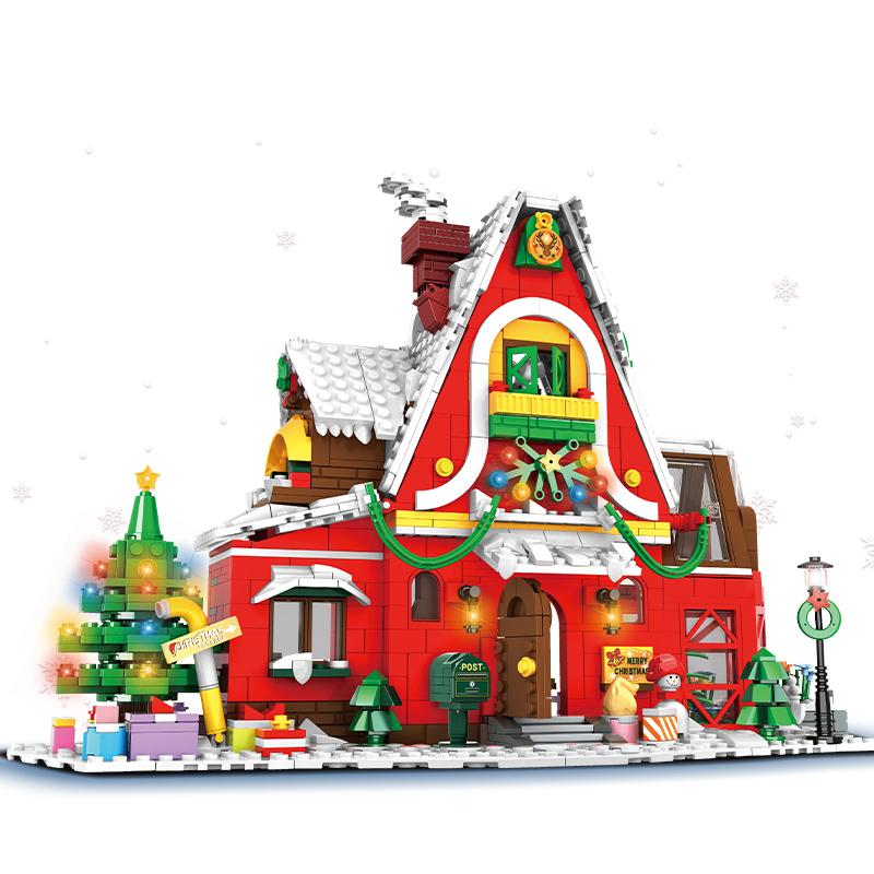 City Creativity Winter Village Christmas House Christmas ART House Model Building Blocks Bricks Kids Toys Christmas Gift