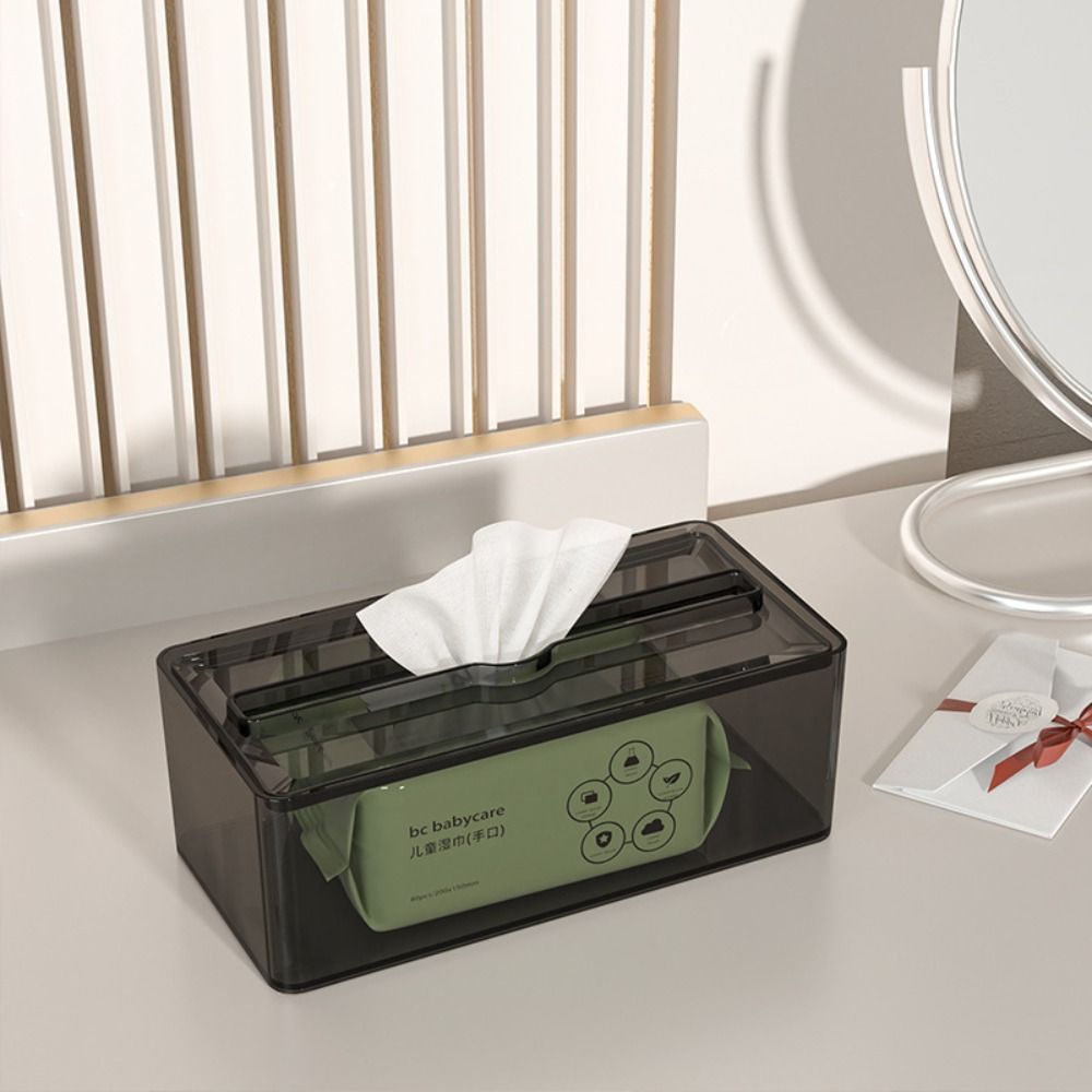Waterproof Transparent Tissue Box Multi-Functional Rectangular Napkin Storage Case Large Capacity Space-saving Tissue Dispenser