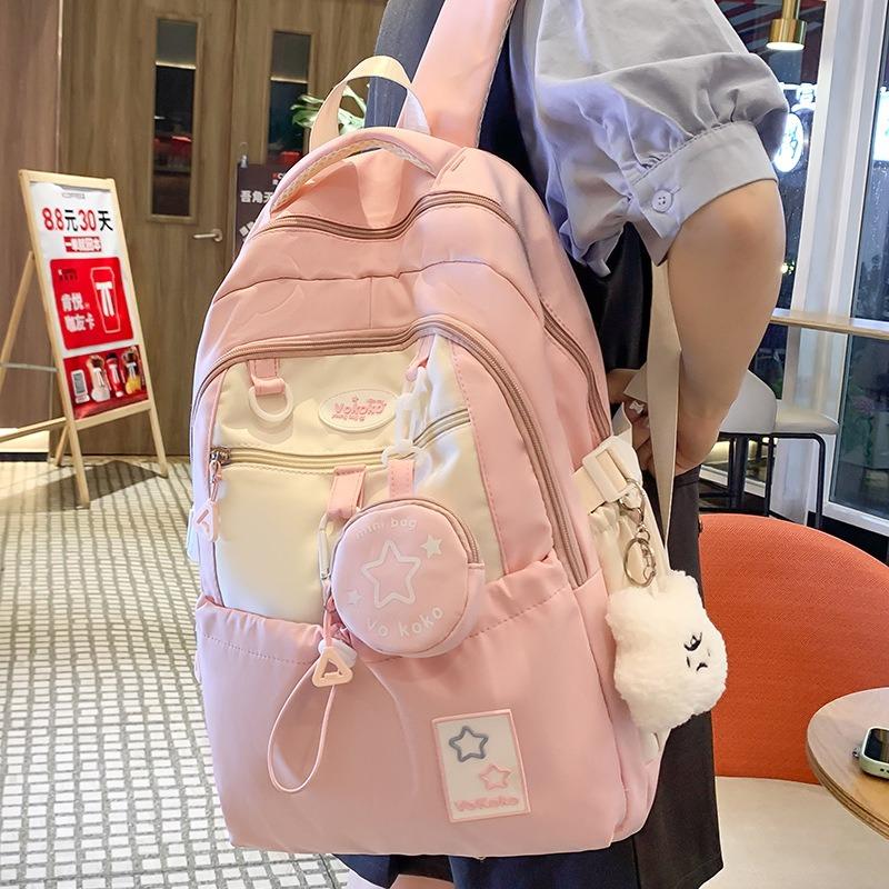 School Bag Cute Girl Backpack School Bag Female Star Junior High School Girls High School Students Large Capacity Popular Backpack Tide