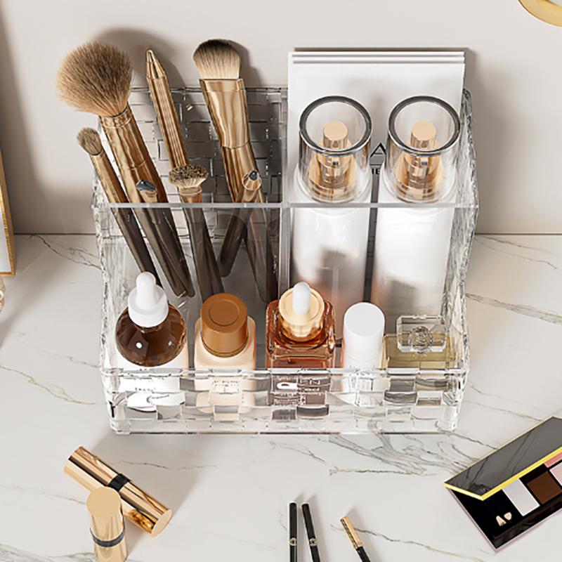 Прозрачный настольный органайзер в стиле легкой роскоши, многосекционный, для косметики, большой вместимости, держатель для пульта дистанционного управления