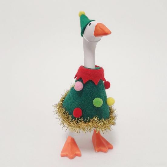 Christmas Tree Goose Outfit Desk Goose Clothes Festive Goose Costume for 7'' Goose Statue Holiday Xmas Table Decoration