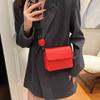 Solid Color Women's Bag Wide Shoulder Strap Small Square Bag Vintage Single Shoulder Crossbody Bag