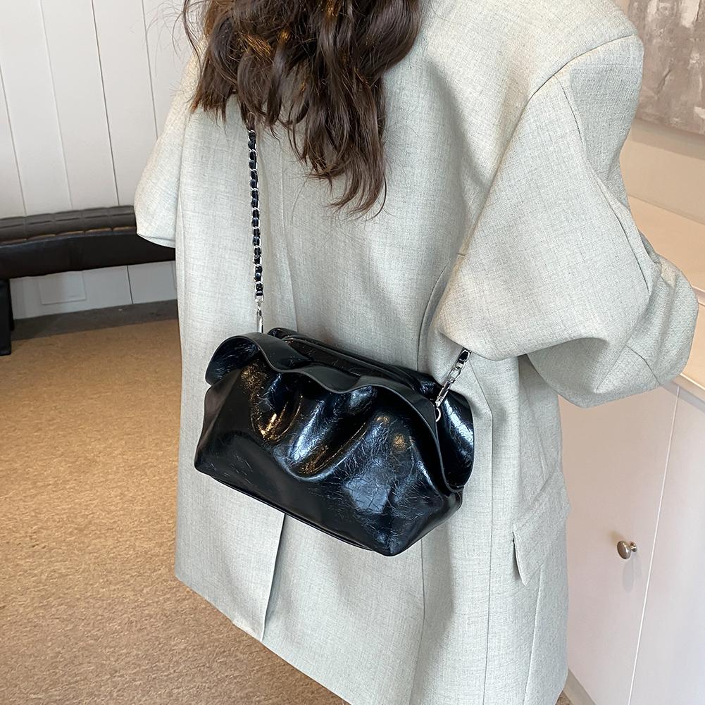 Женская сумка через плечо, плиссированная сумка из искусственной кожи, сумка-хобо с зажимом для путешествий и поездок на работу