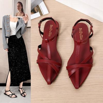 Мода 2025 Женские гладиаторские сандалии Римский литературный стиль Полые женские пляжные туфли Ретро сандалии Полые с обмоткой Пряжка Туфли для платья