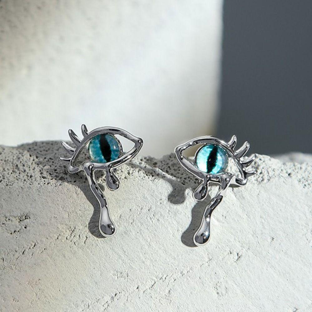 Модные серьги-гвоздики «кошачий глаз» Эстетические серьги-гвоздики «сглаз» для девочек