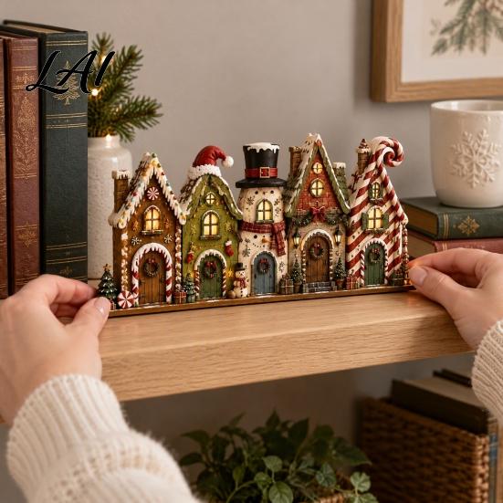Seasonal Table Centerpiece Wooden Christmas Sign Book Tree House Scarecrow Tabletop Theme Decorations Rustic 2D Flat Holiday Decor for Mantel