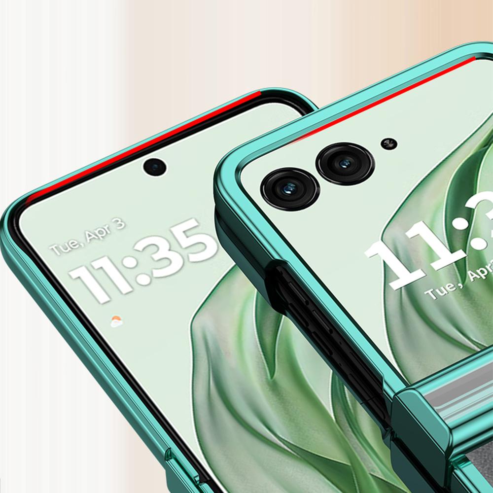 Для Motorola Razr 50 Ultra 5G Прозрачный чехол Конструкция шарнира Гальваническое покрытие ПК Чехол для телефона