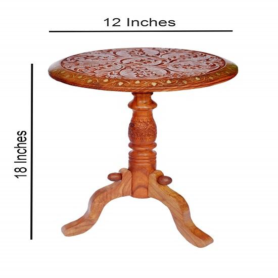 Круглый универсальный угловой кофе, чай/ваза, цветочный горшок, телефон, деревянный стол с латунной столешницей для дома/офиса/закрытого сада