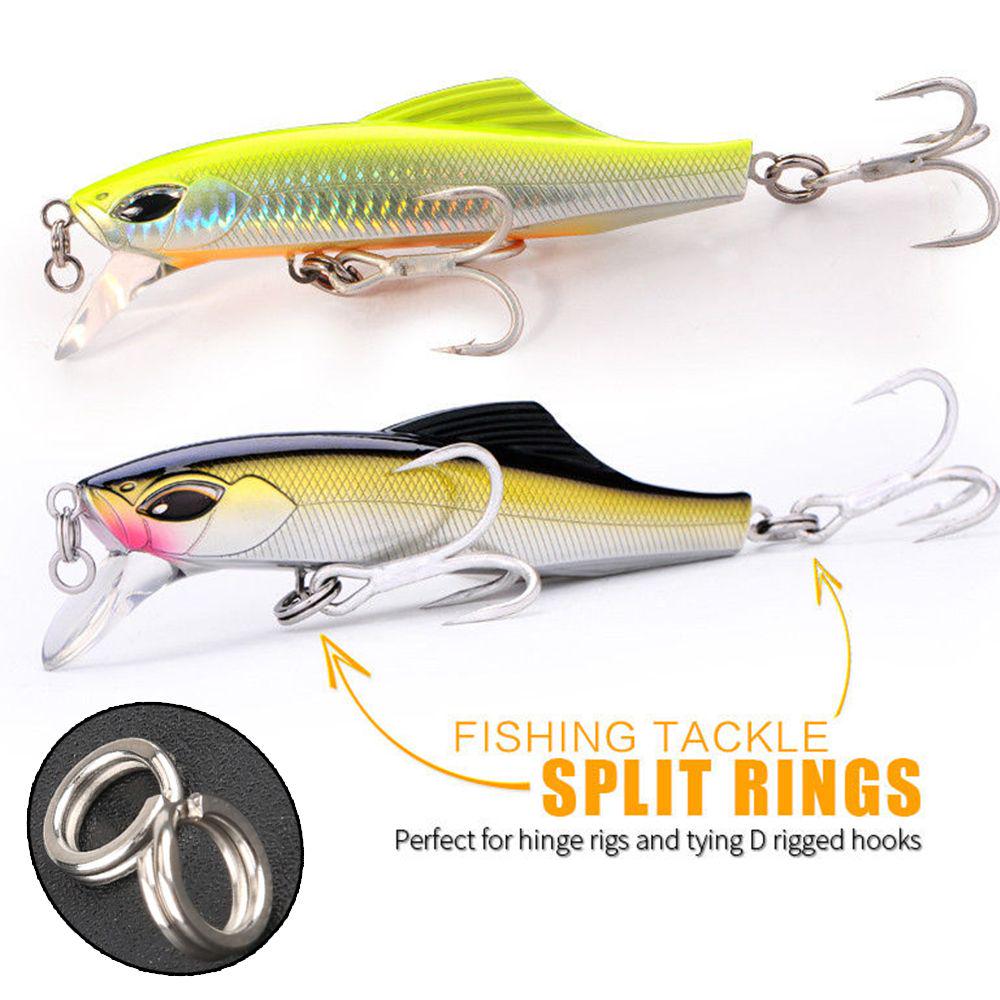 100 шт. горячая прочная леска снасть вертлюжок защелка нержавеющая сталь рыболовный соединитель разъемные кольца для рыбалки