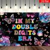 2D Disco Butterfly Happy 10th Birthday Backdrop, In My Double Digits Era Banner