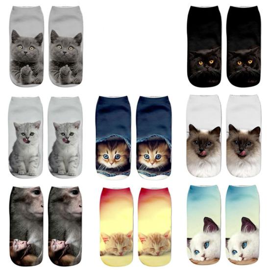 Women's Men's Fashion Animal Cute 3D Cat Printed Casual Soft Ankle Socks