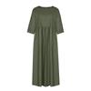 Women's Summer Solid Color Round Neck Half Sleeve  Casual Long Solid Color Dress