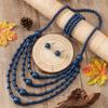 4pcs Layered Boho Necklace Earrings Set Handmade Beaded Earrings Set Wooden Necklace Set  Women