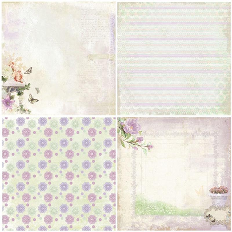 24 листа светло-фиолетового цветка, крафт-бумага, подушечки для резки, художественный фон, оригами, скрапбукинг, изготовление карт