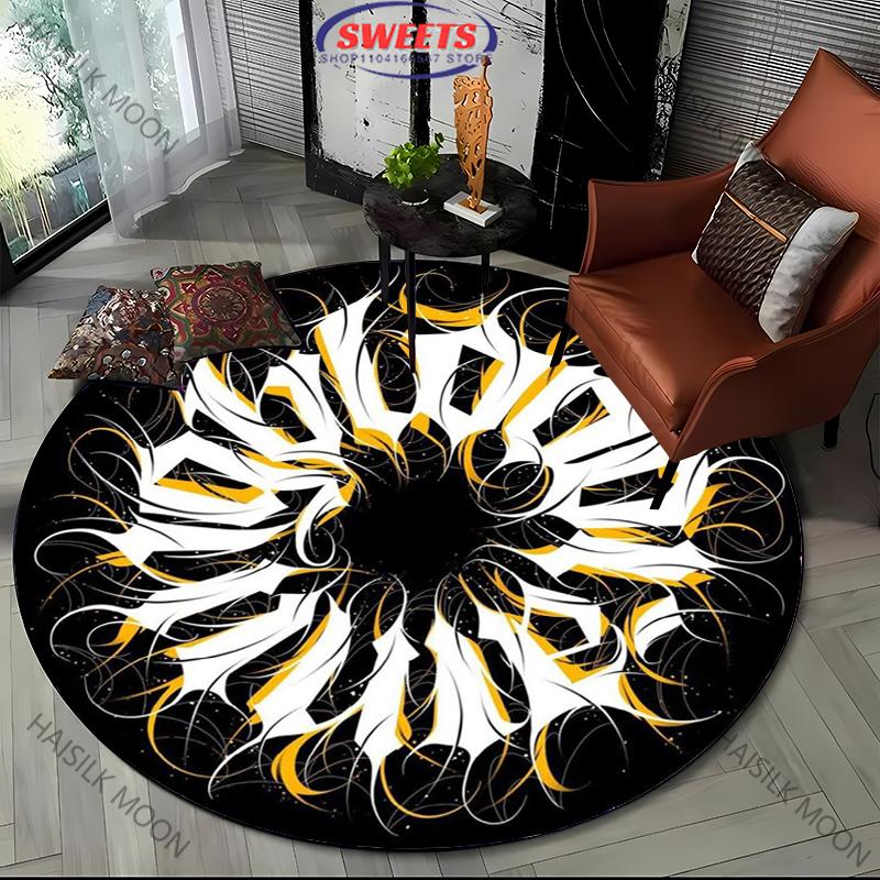1 шт. Ковер круглый с принтом слов в загадочном художественном стиле для гостиной, спальни, под диван, всесезонный коврик, современный декоративный коврик, топ-10 подарков к празднику
