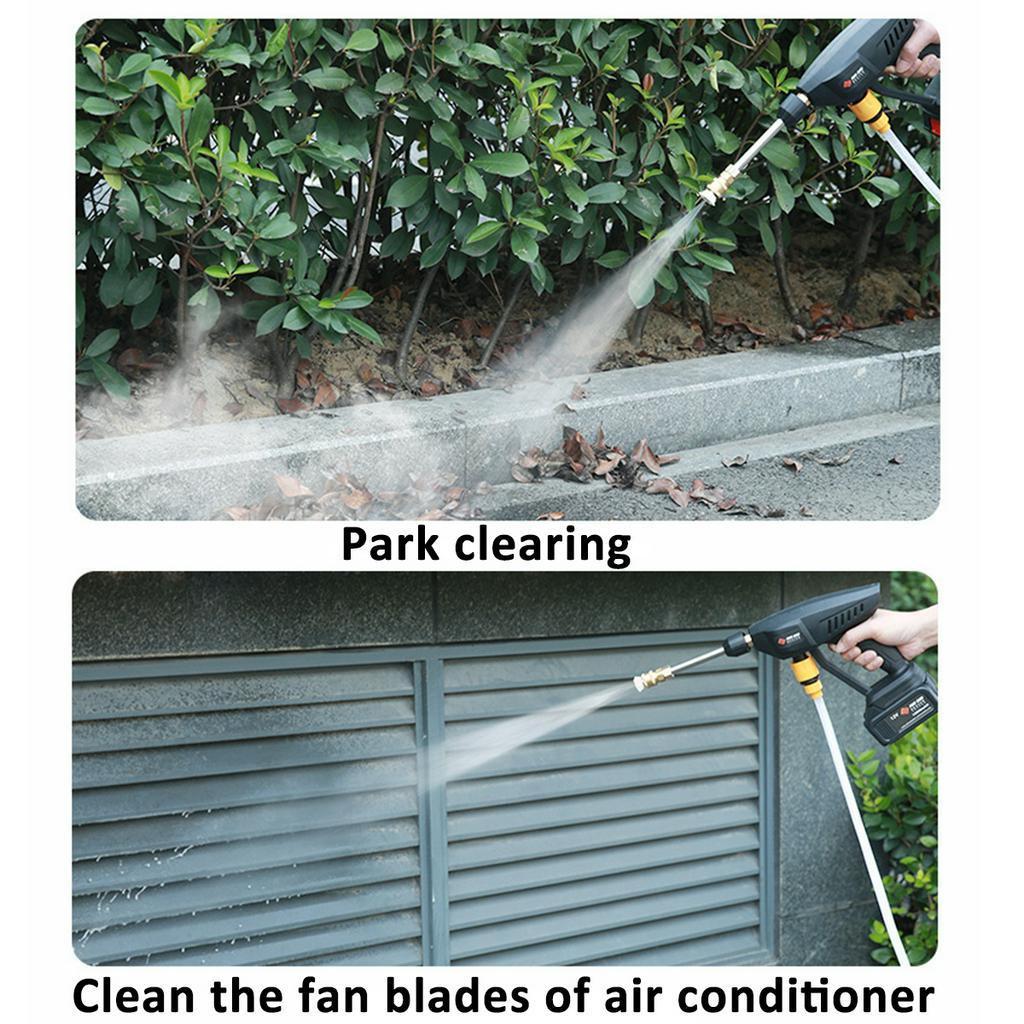 156/200W 100-240V 12V/25V Cordless Pressure Cleaner Car Washer & Water Hose Nozzle 2 Battery Outdoor