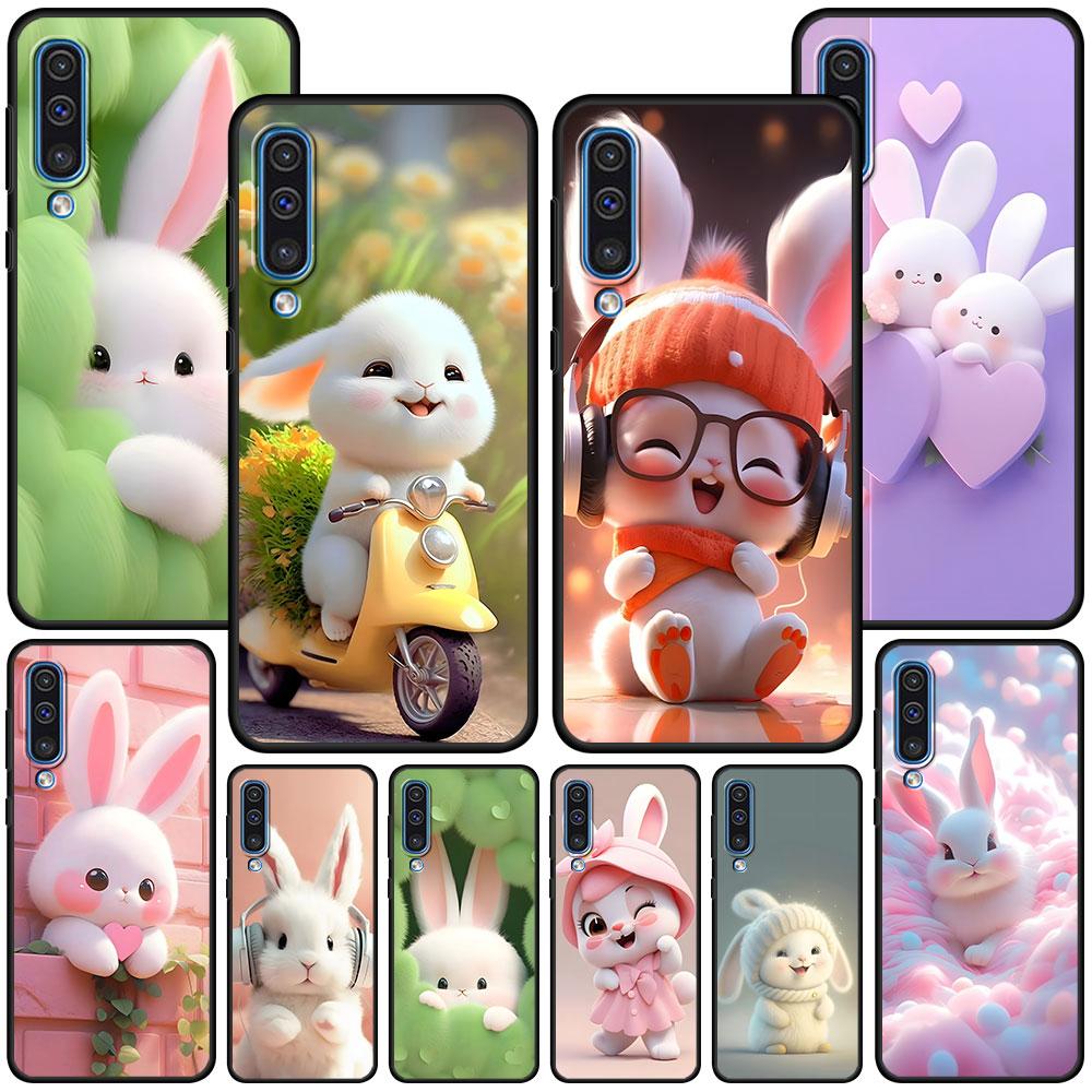 A Cute Rabbit With A Purple Hat Case for Samsung Galaxy A10s A50 A50s A02s A03s A20 A30 A20e A70 A70s A20s A30s A10 Black Cover