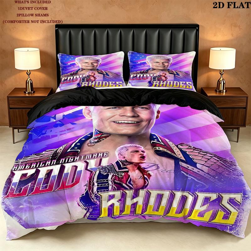 Cody Rhodeswwe Pattern Bedding Quilt Set Quilt Cover Pillowcase Home Birthday Gift(1 * duvet cover + 2 * pillowcase, without core)