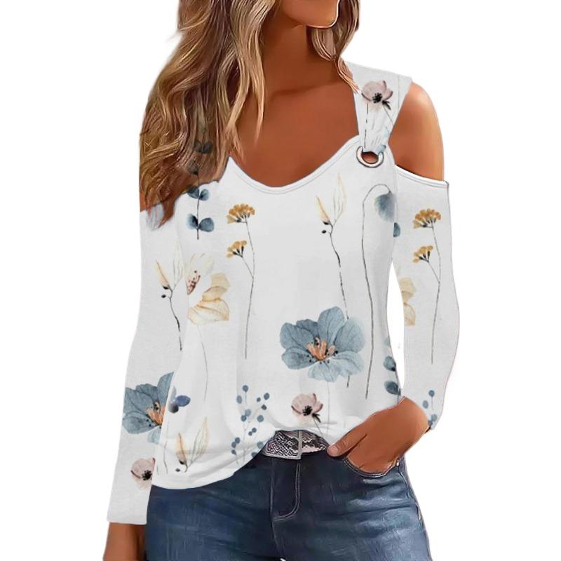 VEZFAA Женские модные повседневные весенне-осенние блузки и рубашки с v-образным вырезом с длинными рукавами