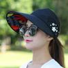 Flower Women Sun Hat UV Protection Beach Visor Cap Portable Summer Ponytail Cap  Summer