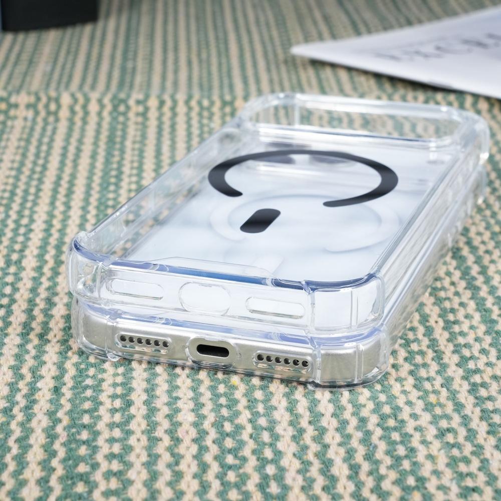 Ударопрочный Бронированный Чехол-Крышка для Magsafe для iPhone 17 Air 16 15 14 13 12 11 Pro Max Plus 17ProMax Мягкий+Жесткий Прозрачный Оригинальный