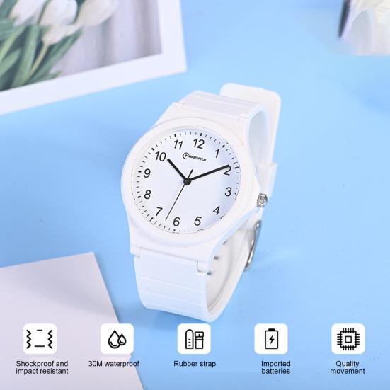 Водонепроницаемые унисекс с четким принтом, разборчивый циферблат, регулируемый ремешок из искусственной кожи, противоударные, высокая точность, студенческие наручные часы без задержки